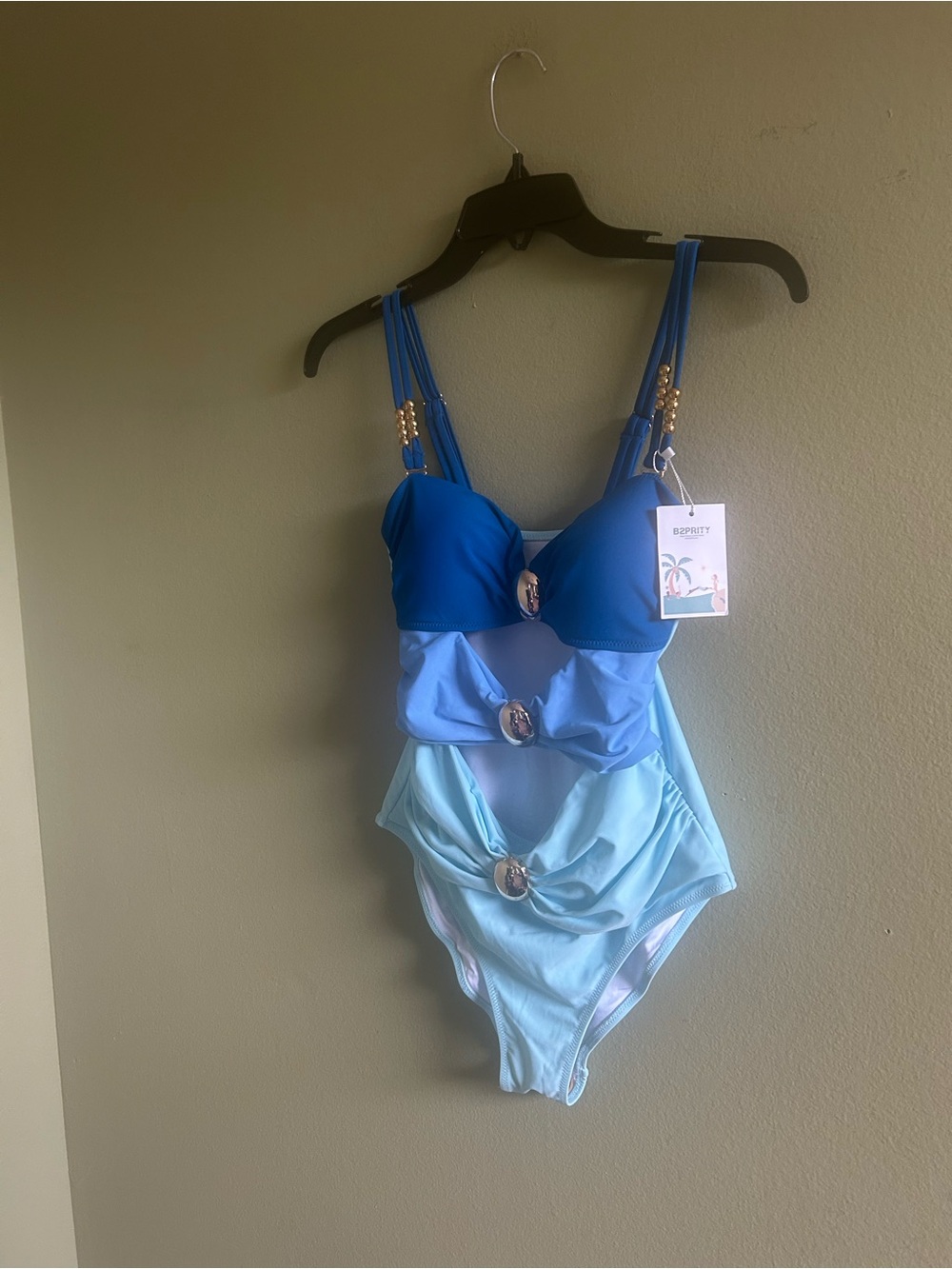 NWT B2PRITY Women’s One-Piece Swimsuit in Gradient Blue - Sz Small